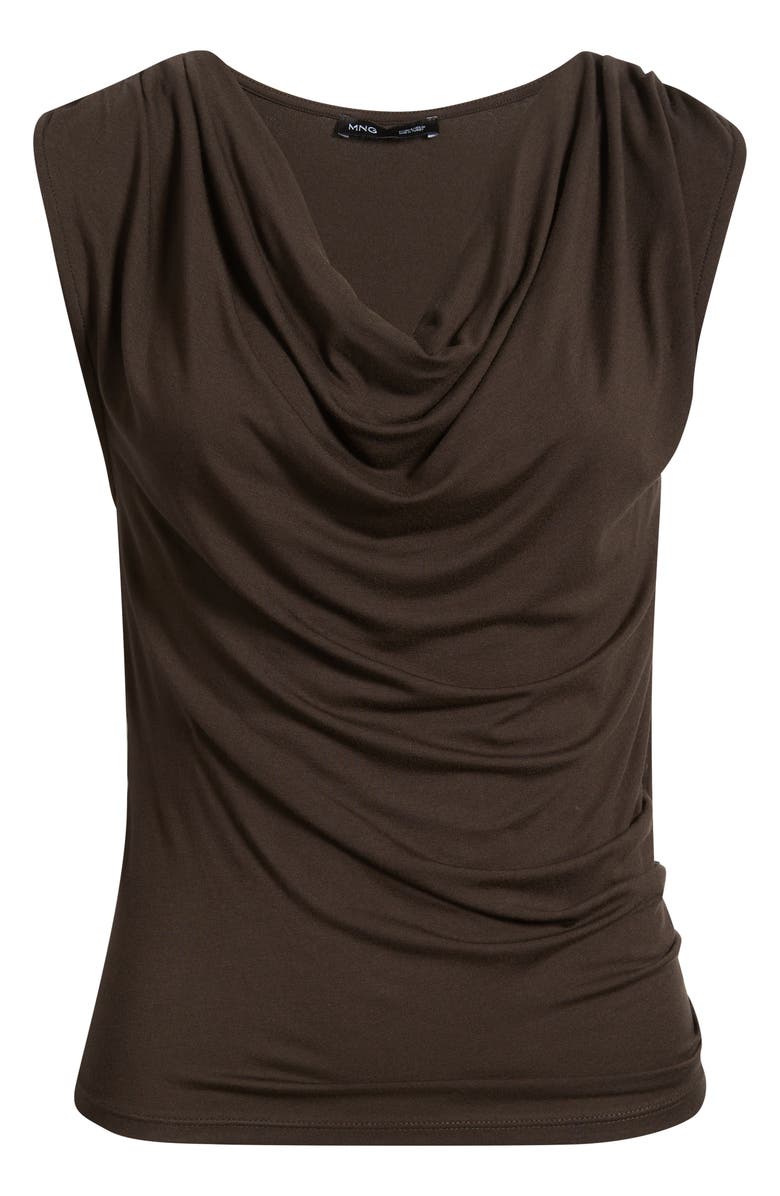 MANGO Camiseta Cowl Neck T-Shirt, Main, color, Brown