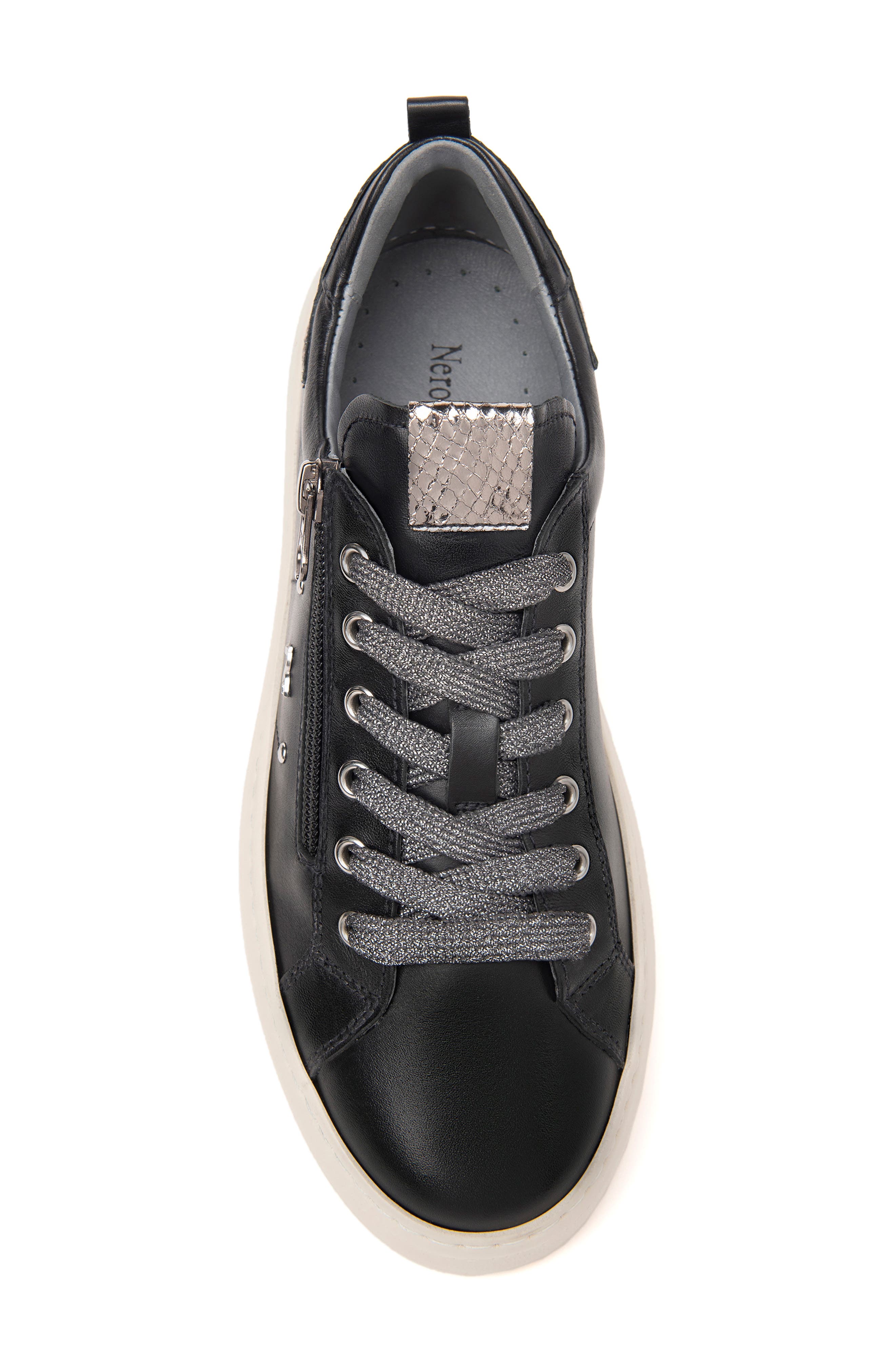NeroGiardini Platform Wedge Sneaker, Alternate, color, Black