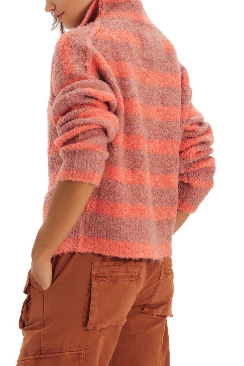 Button Collection Mock Neck Cardigan, Alternate, color, PEACH COMBO