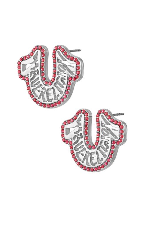 True Religion Logo Horseshoe Post Earring In Metallic
