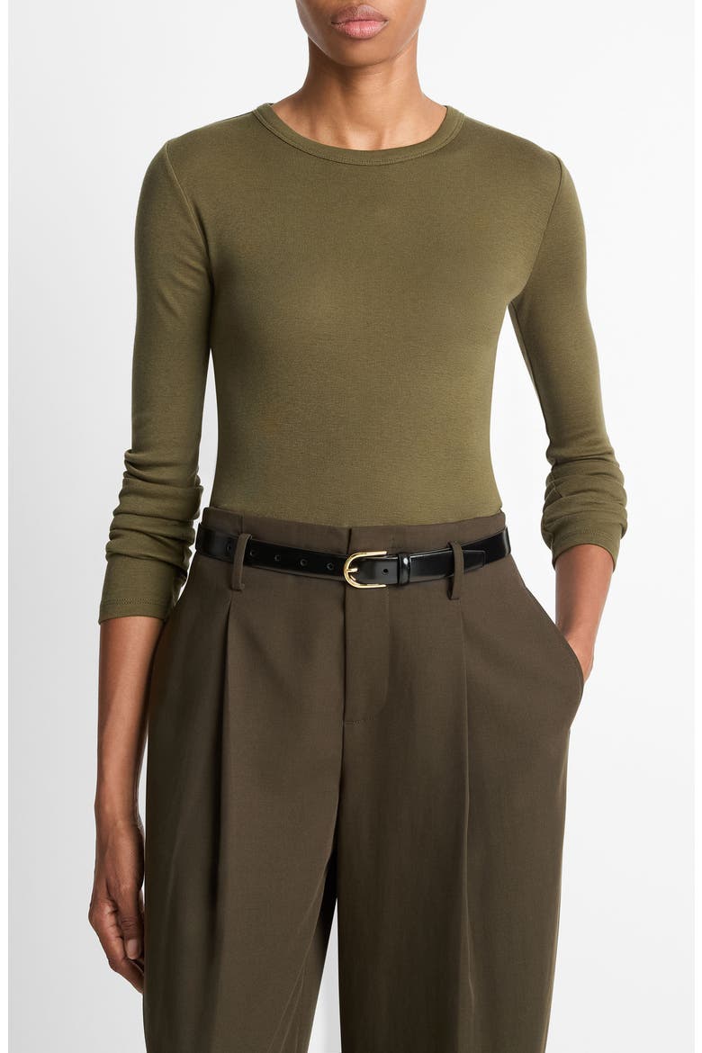 Essential Long Sleeve Pima Cotton & Modal T-Shirt, Main, color, HERBA