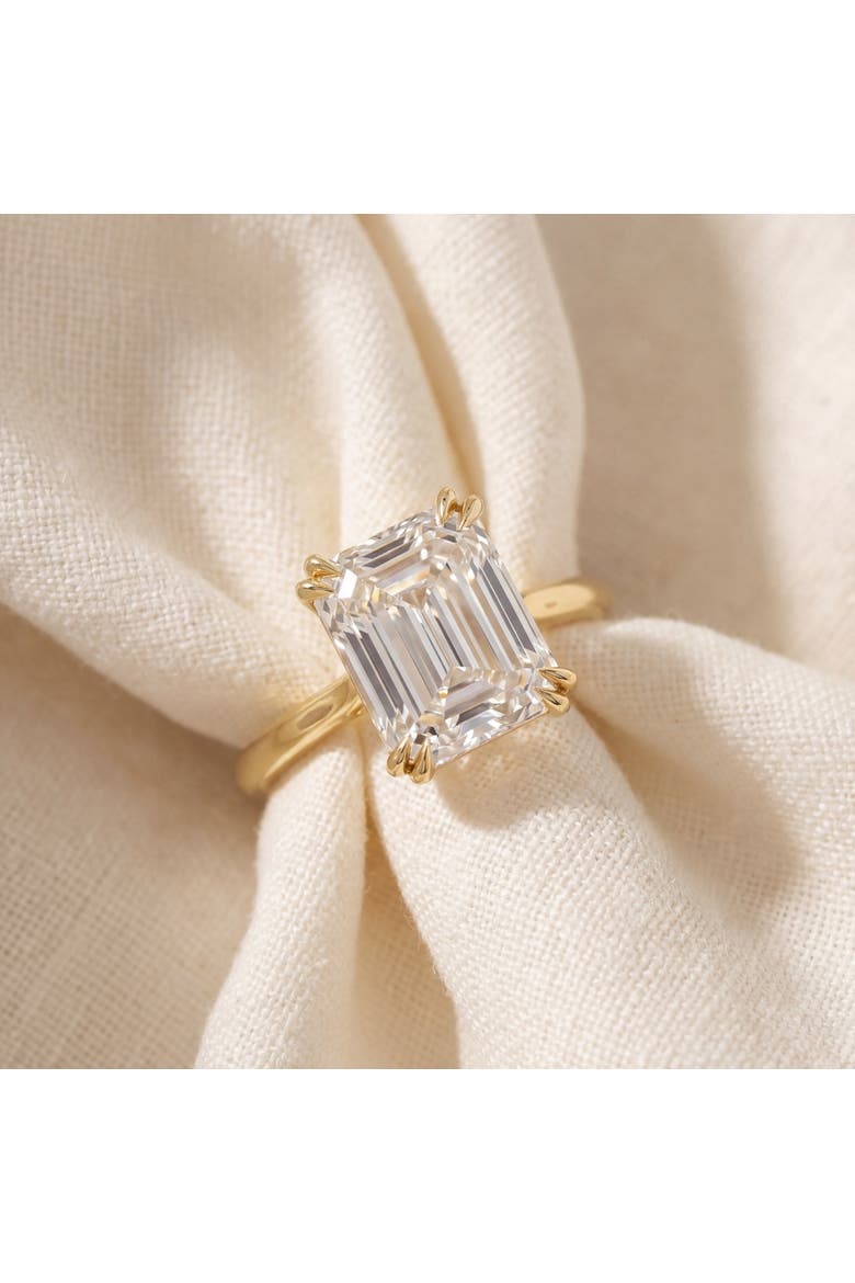 Certified 5Ct Emerald Cut Diamond Designer Engagement Ring Lab Grown 14k Gold, Alternate, color, 14k Yellow Gold