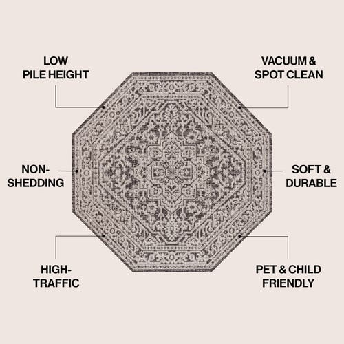 Jonathan Y Sinjuri Medallion Textured Weave Octagon Indoor/outdoor Area Rug In Gray