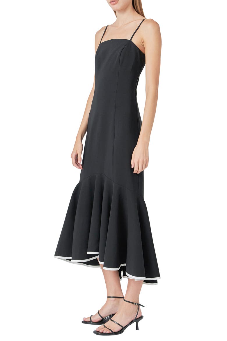 Flounce Hem Dress, Alternate, color, BLACK