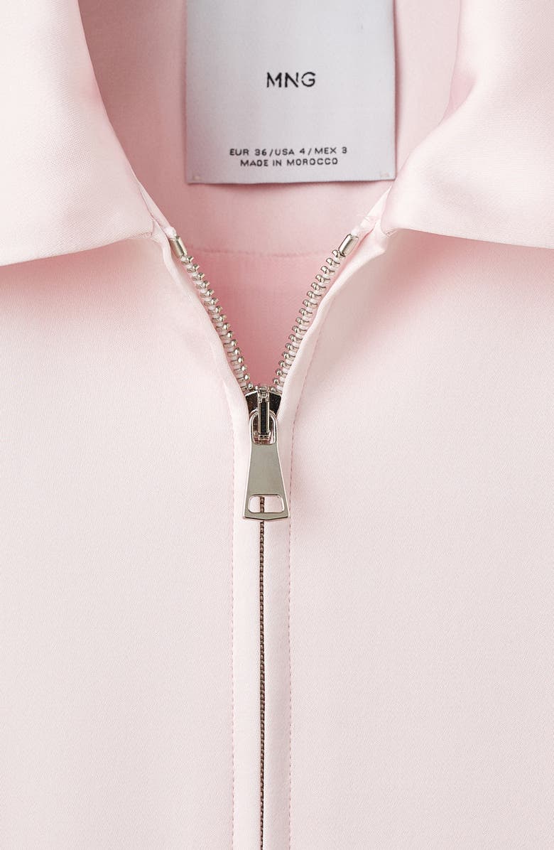 MANGO Selection Satin Bomber Jacket, Alternate, color, Pastel Pink