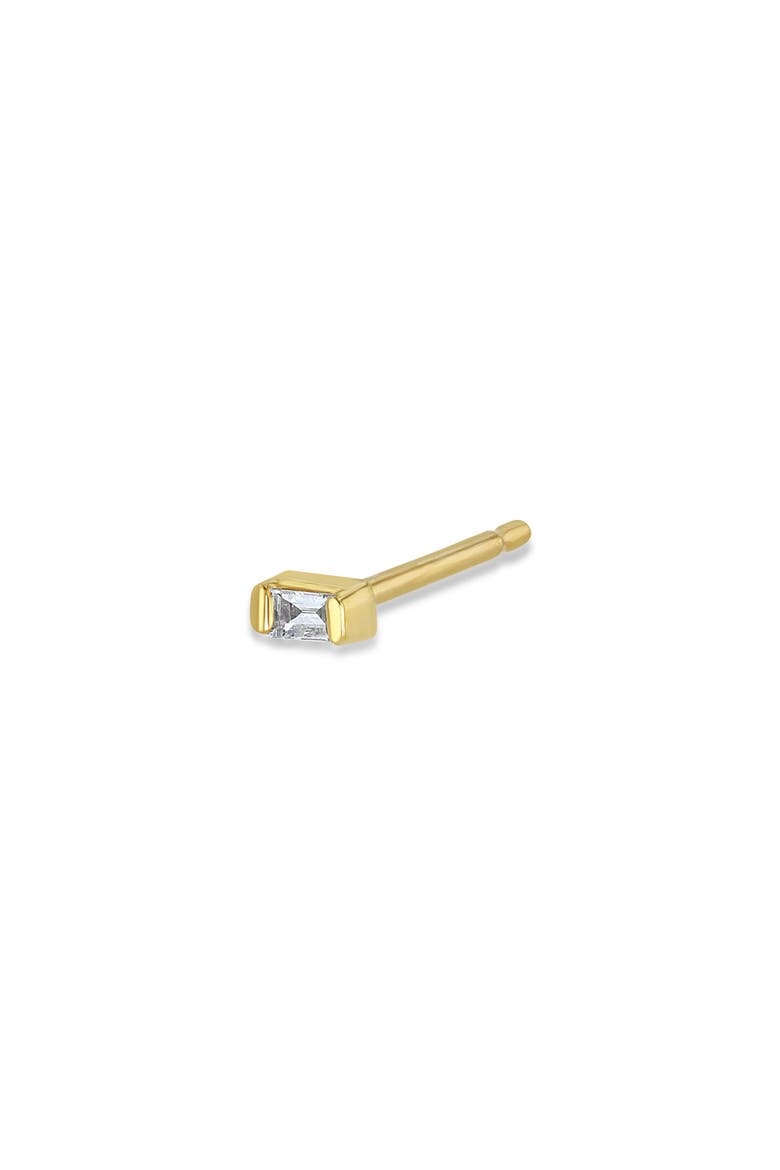 White Diamond Baguette Stud Earring, Main, color, 14K YELLOW GOLD