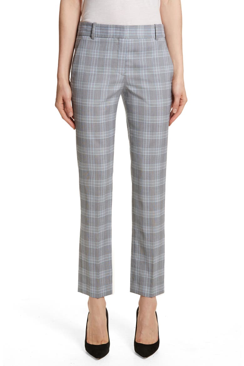Maple Check 2 Straight Crop Trousers, Main, color, WHITE