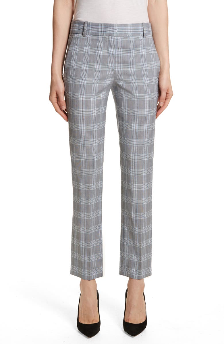 Theory Maple Check 2 Straight Crop Trousers, Main, color, 