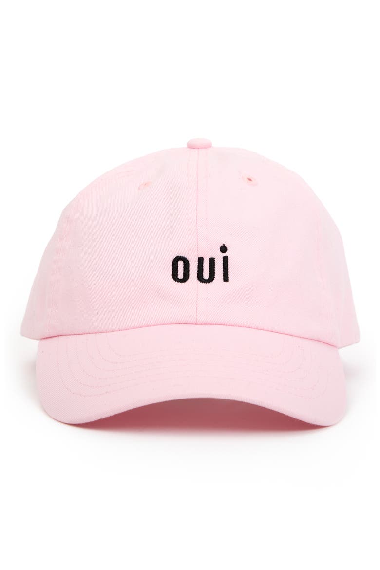 Cotton Adjustable Baseball Cap, Main, color, PINK W/ BLACK OUI