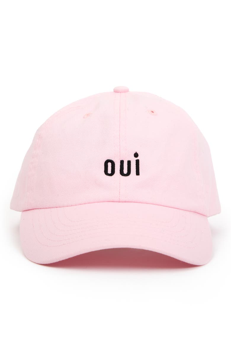 Clare V. Cotton Adjustable Baseball Cap, Main, color, Pink W/ Black Oui