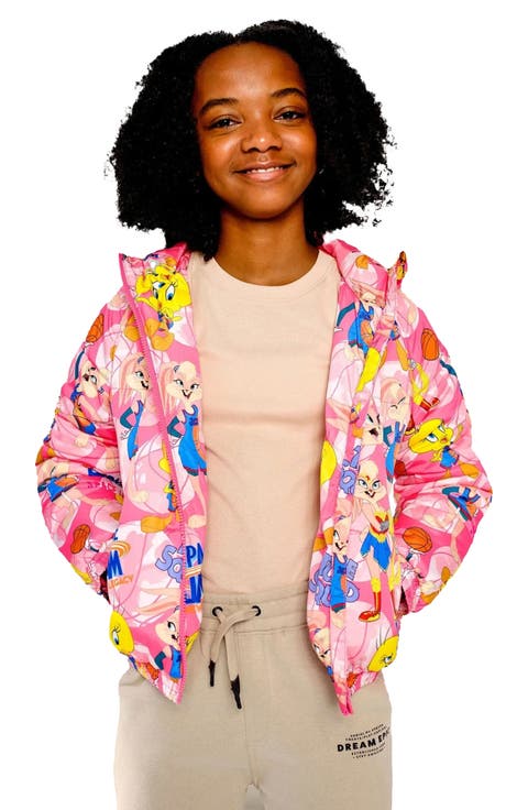 Girl's Heavy Quilted Puffer in New Looney Mash Jacket