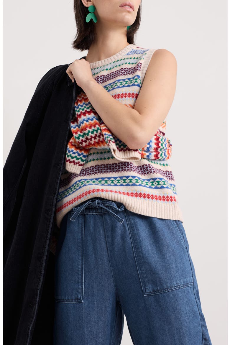 Percella Cove Fair Isle Merino Wool Blend Sweater Vest, Alternate, color, KNIT ABSTRACTION MULTI