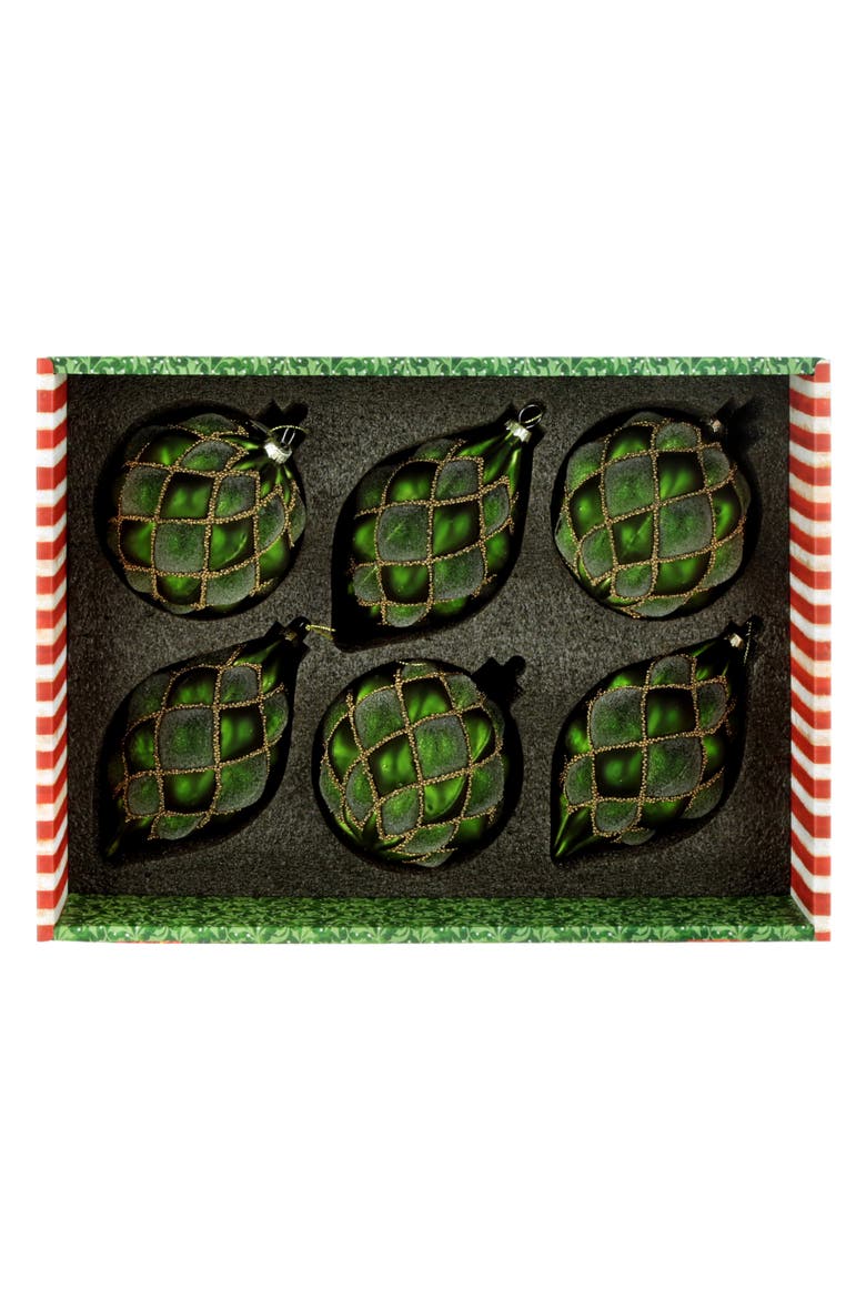 Quilted Ornament, Box of 6, Alternate, color, Forest Green