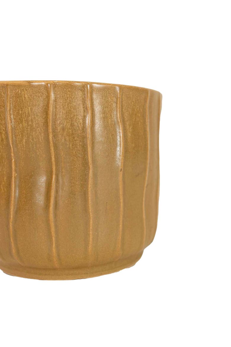 Wavy Ribbed Planter Brown Stoneware, Alternate, color, Brown