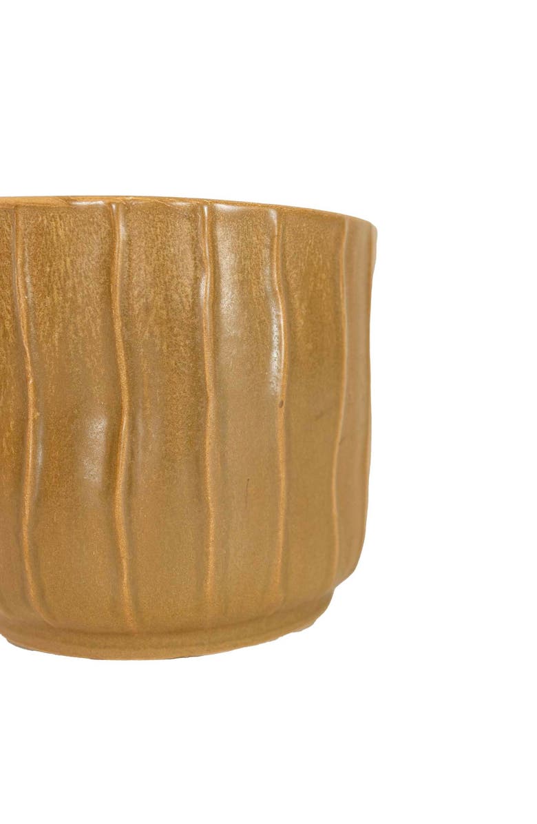 Foreside Home and Garden Wavy Ribbed Planter Brown Stoneware, Alternate, color, Brown