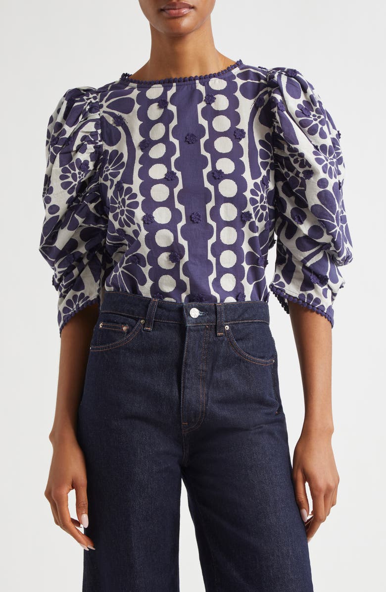 FARM Rio Floral Appliqué Cotton Top, Main, color, 