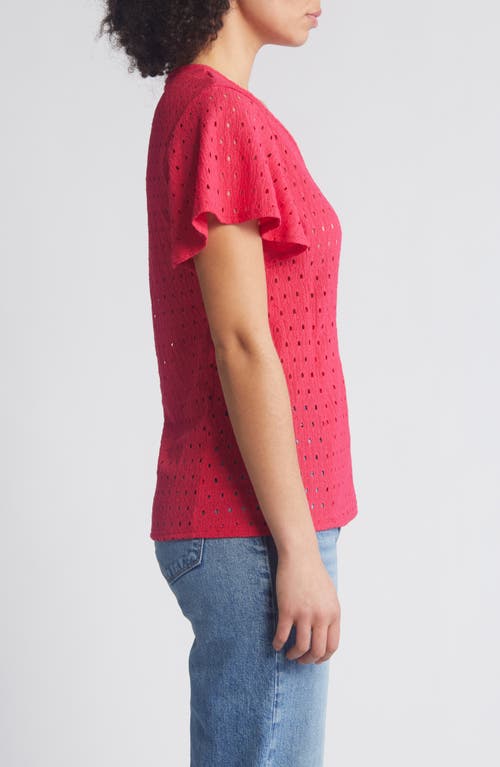 Loveappella Eyelet Wrap Top In Pink