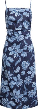 Madewell Sharona Ruched Linen Midi Dress