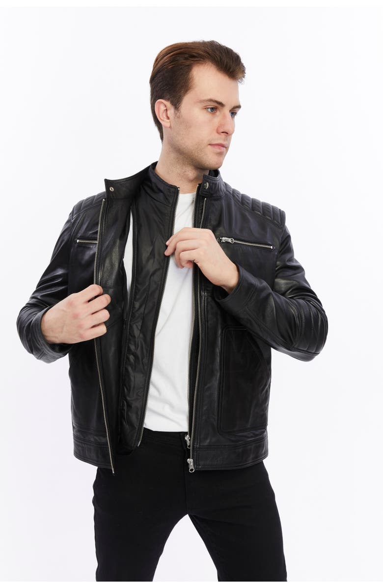 Furniq UK Henry Leather Jacket, Alternate, color, 