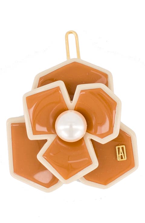 Art deco camelia flower hair acetate side barette