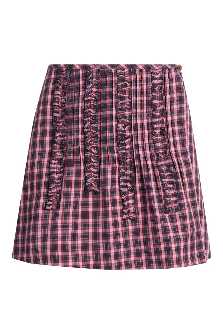Glinda Checked Ruffled Miniskirt, Alternate, color, MAGENTA