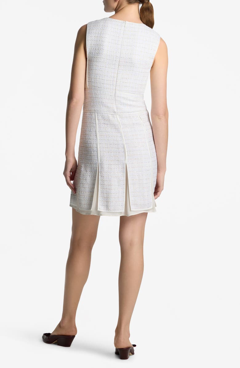 ST. JOHN Sleeveless Sequin Tweed & Georgette Minidress, Alternate, color, Ivory Multi