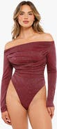 Popilush Shapewear Metallic Knit Long Sleeve Slimming Bodysuit