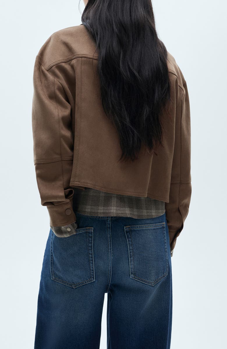 MANGO Crop Faux Suede Jacket, Alternate, color, 