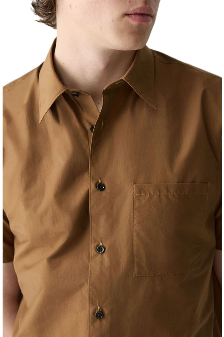 Noll Soft Lawn Short Sleeve Button-Up Shirt, Alternate, color, DEEP TOBACCO