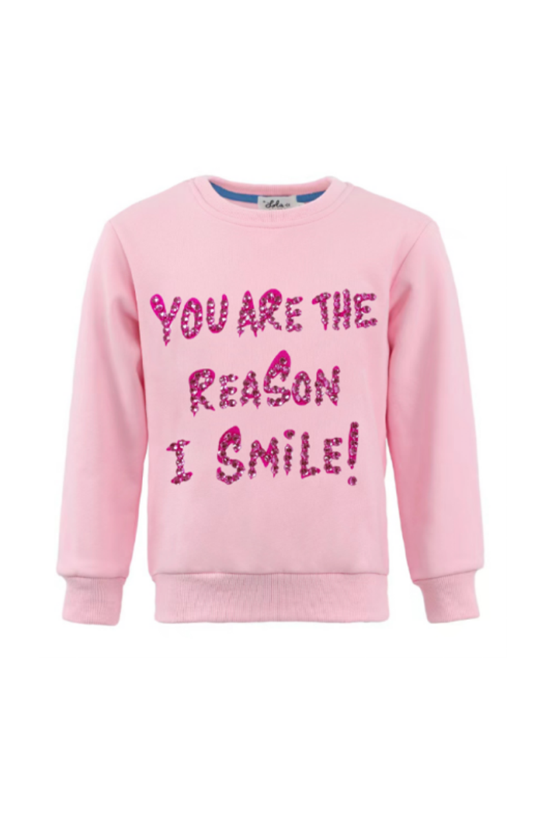 Lola + The Boys You Are The Reason I Smile Sweatshirt, Main, color, Pink
