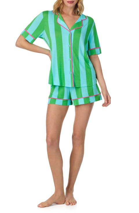 Contrast Piping Shorts Pajamas