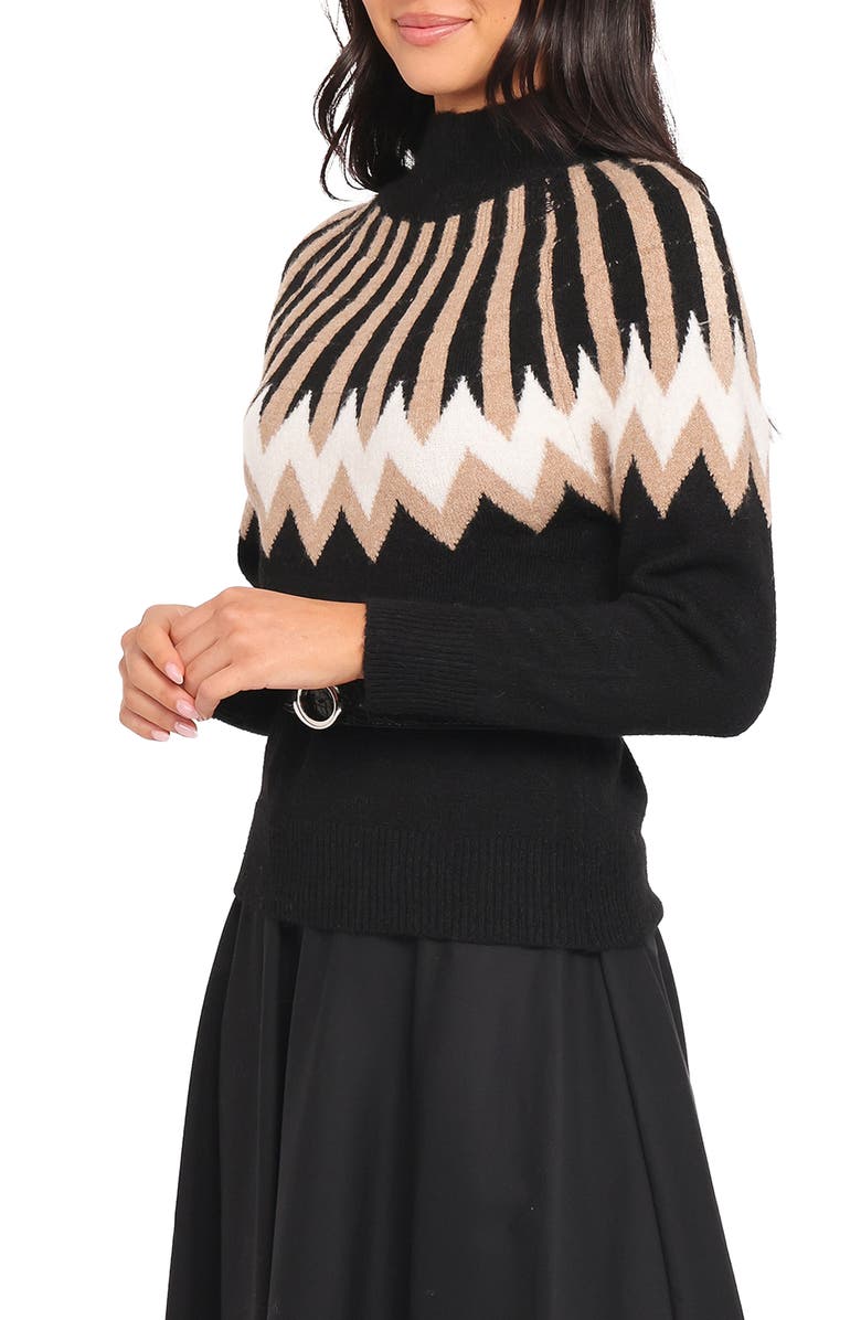 Petal & Pup Donner Fair Isle Mock Neck Sweater, Alternate, color, Black