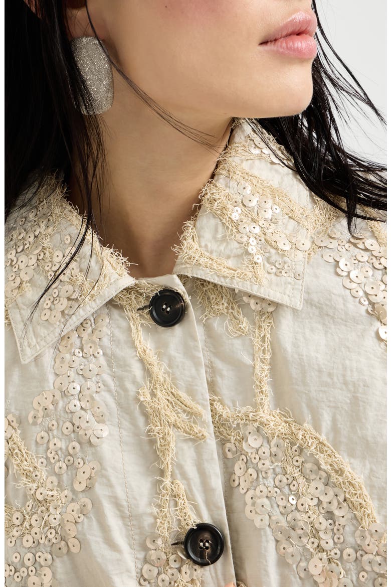Dazzling seabed embroidery outerwear, Alternate, color, Beige