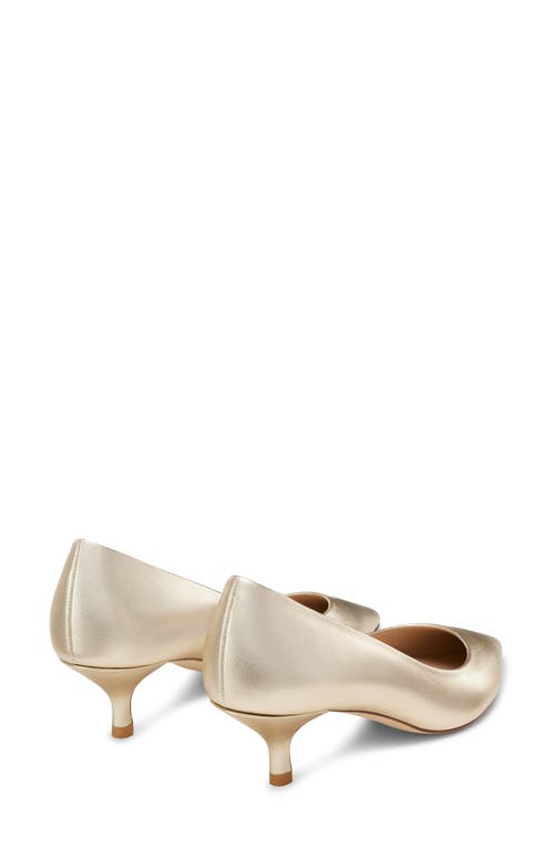 Stuart Weitzman Stuart Metallic Leather Kitten-heel Pumps In Light Gold.