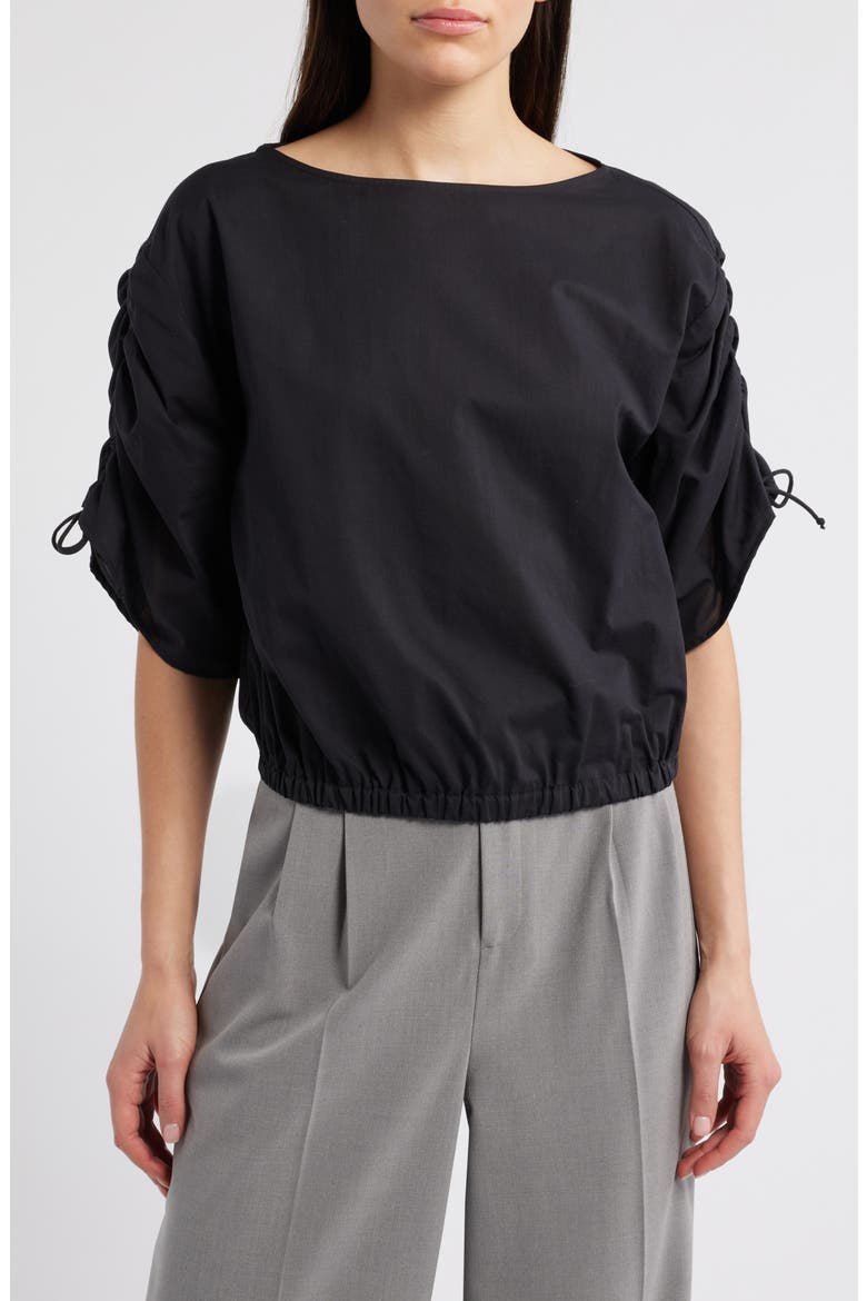 Cropped Cotton Top, Main, color, SOLID BLACK