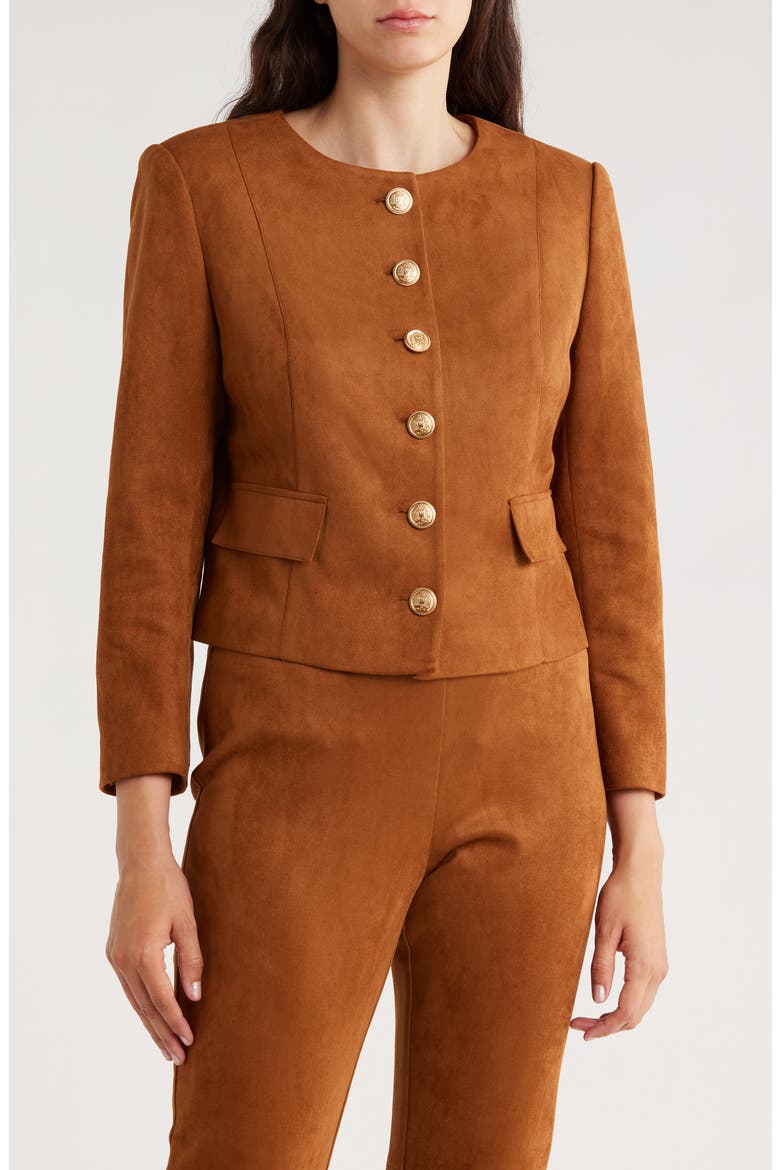Faux Suede Jacket, Main, color, MOCHA