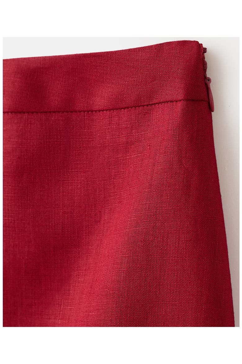 Linen Midi Skirt, Alternate, color, RED