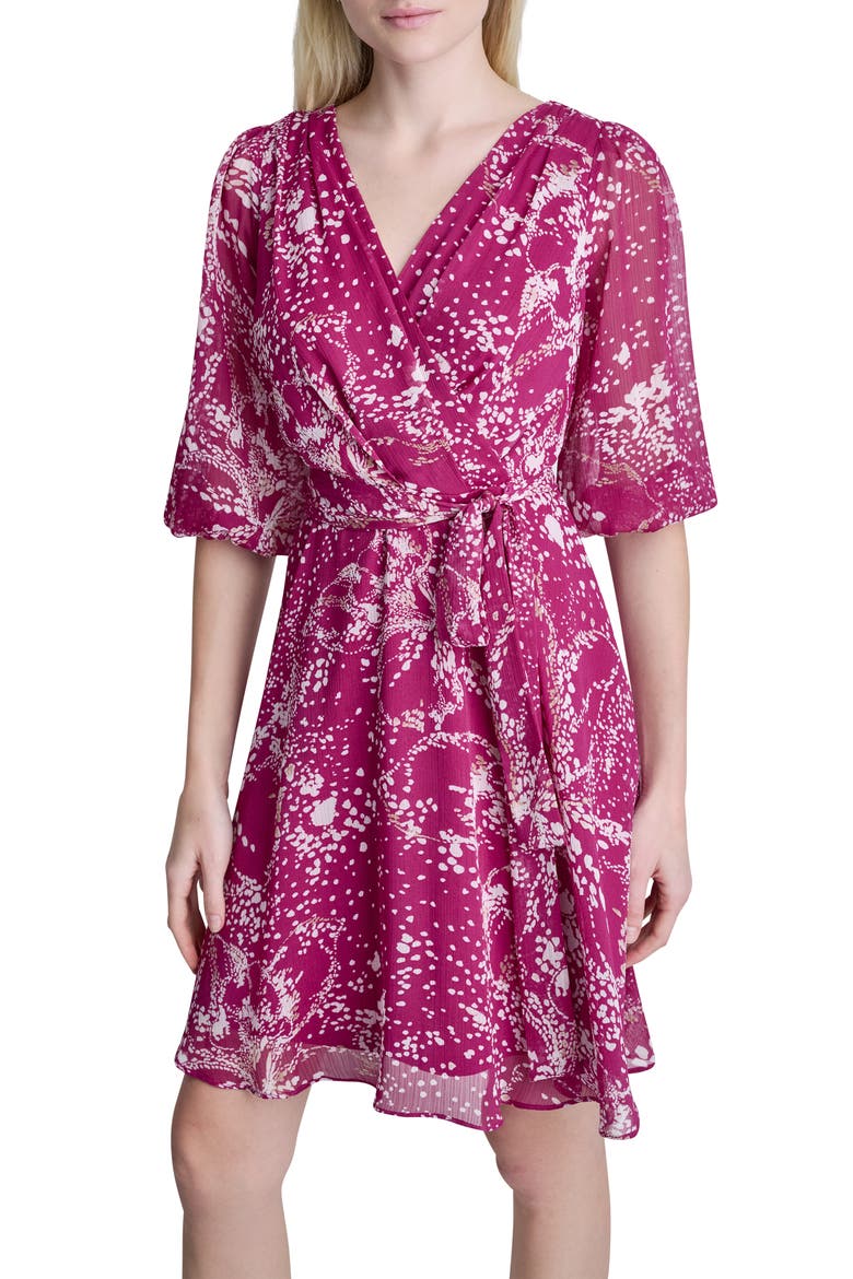 Faux Wrap Chiffon Dress, Alternate, color, AFRICAN VIOLET