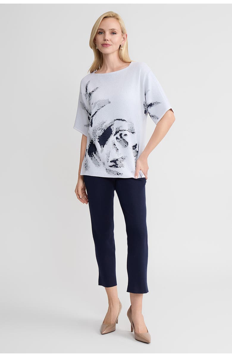 Ming Wang Abstract Print Soft Knit Tunic, Alternate, color, White/Indigo