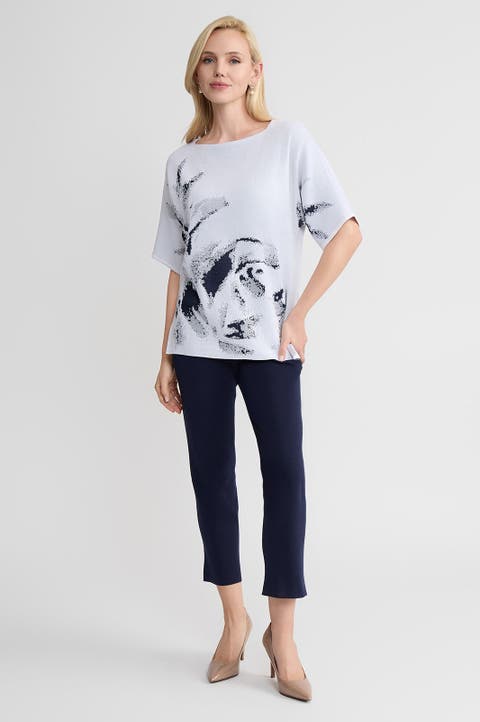 Abstract Print Soft Knit Tunic
