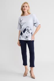 Ming Wang Abstract Print Soft Knit Tunic