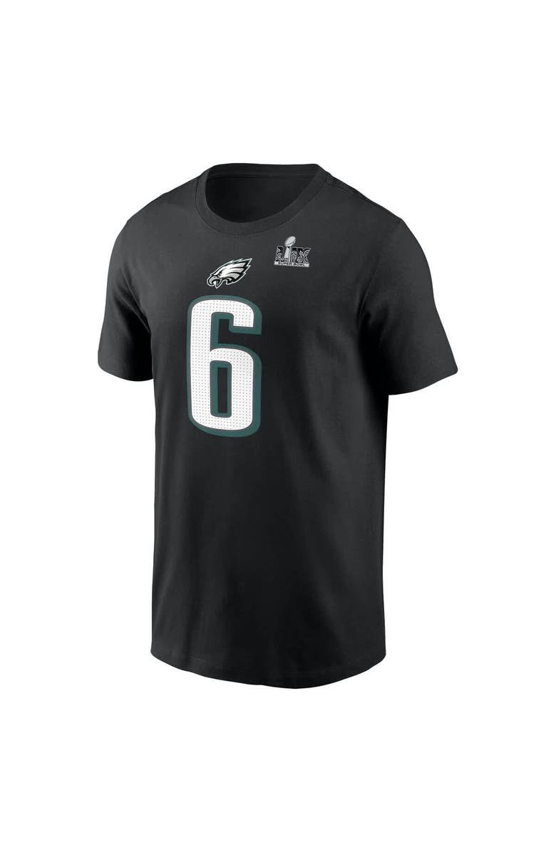Nike Men's Nike DeVonta Smith Black Philadelphia Eagles Super Bowl LIX Name & Number T-Shirt, Alternate, color, 