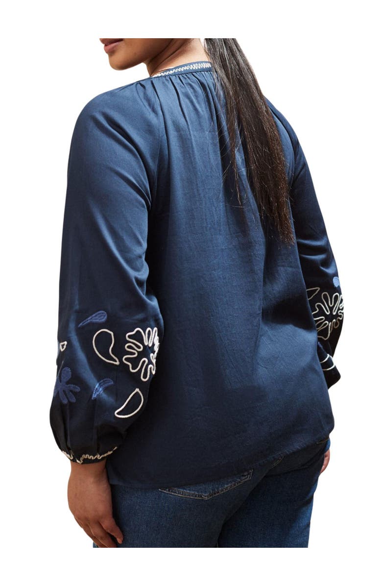 Live Unlimited Long Sleeve Embroidered Blouse, Alternate, color, Blue