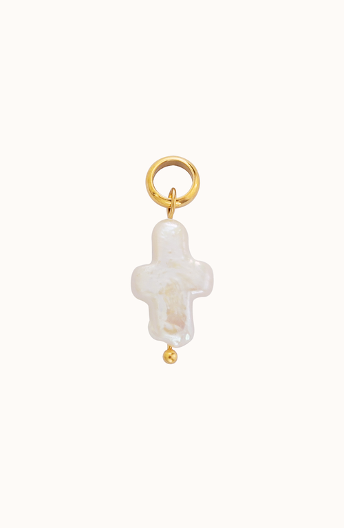 Joiana Jewelry Mini Pearl Cross Charm Pendant In Multi