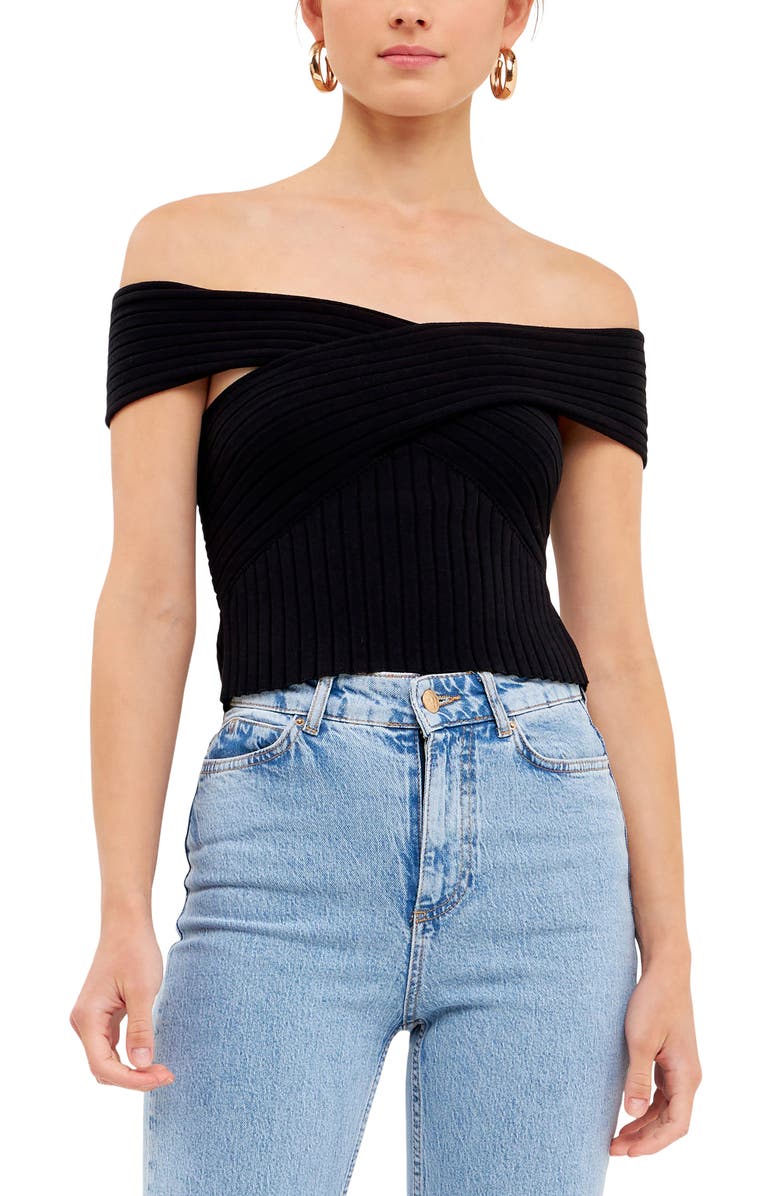 Grey Lab Off the Shoulder Rib Knit Top, Alternate, color, 