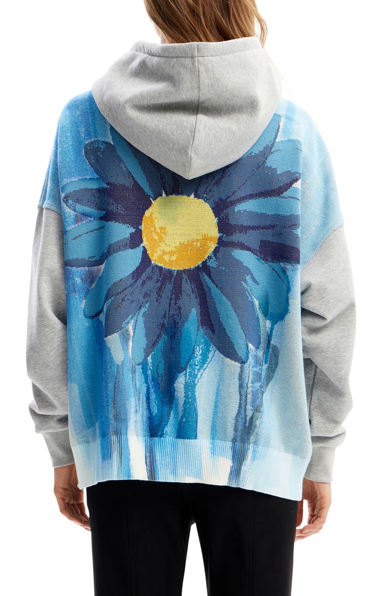Desigual Flowa Front Zip Graphic Hoodie, Alternate, color,