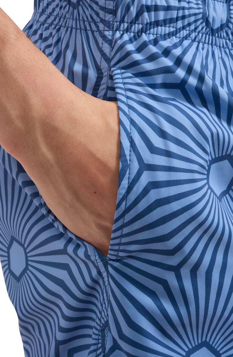 Bugatchi Cruz Print Swim Trunks, Alternate, color, Cobalt