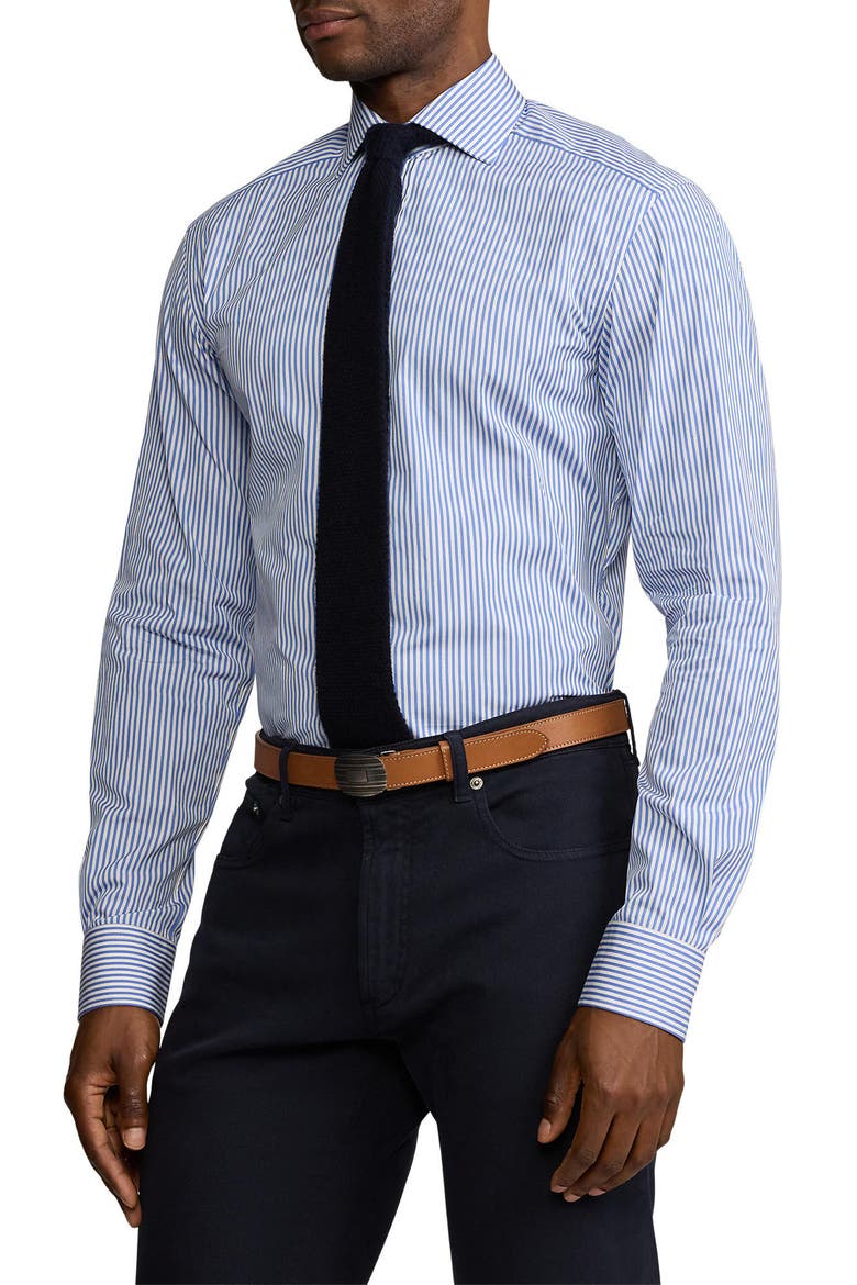 Basic Bengal Stripe Cotton Poplin Button-Up Shirt, Alternate, color, MEDIUM BLUE AND WHITE