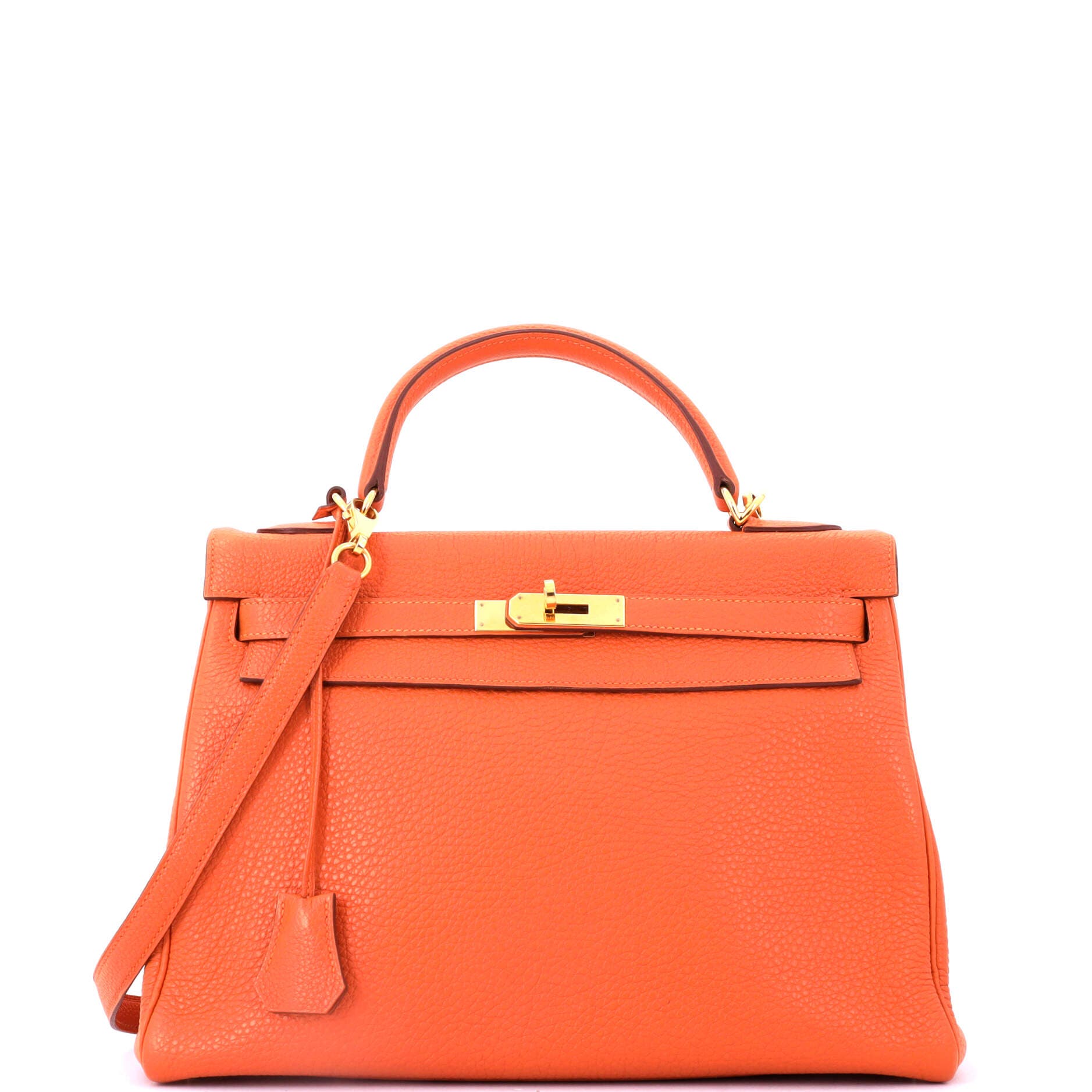 Pre-Owned Hermes Kelly Handbag Orange Togo with Gold Hardware 32, Main, color, Orange H