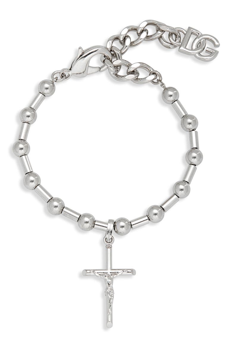 Cross Bead Bracelet, Main, color, ARGENTO/ PALLADIO